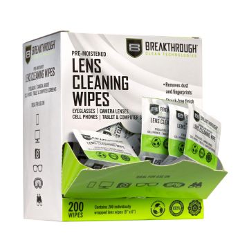 Breakthrough Clean Technologies Multi-Purpose Lens Wipes, 5" x 6", 200-Pack, White