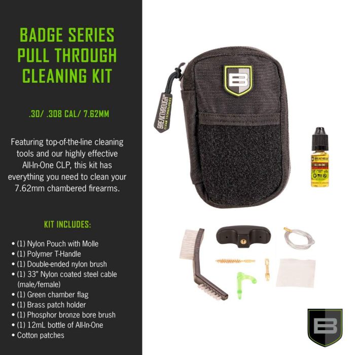 Breakthrough Clean Technologies Badge Series Pull-Through Cleaning Kit w/ Molle Pouch, 7.62mm